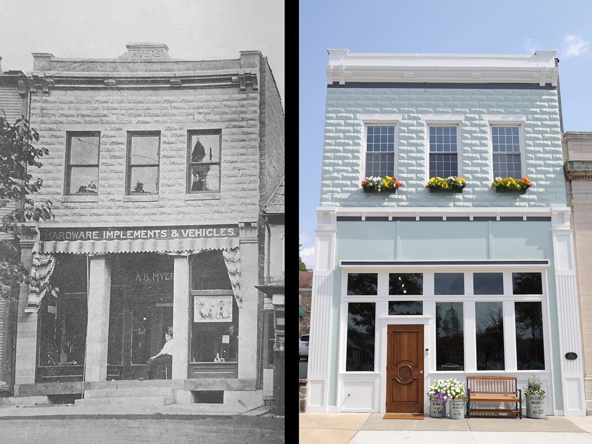 Ligonier Hardware — before and after restoration